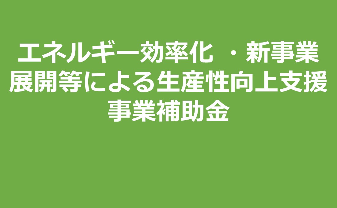 エネルギー効率化・新事業展開等による生産性向上支援事業補助金のご案内